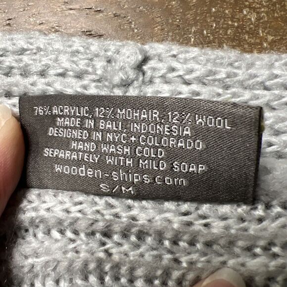 Wooden Ships Mohair Blend Short Sleeve Cardigan Sweater S/M Soft Gray Boxy - Picture 3 of 6
